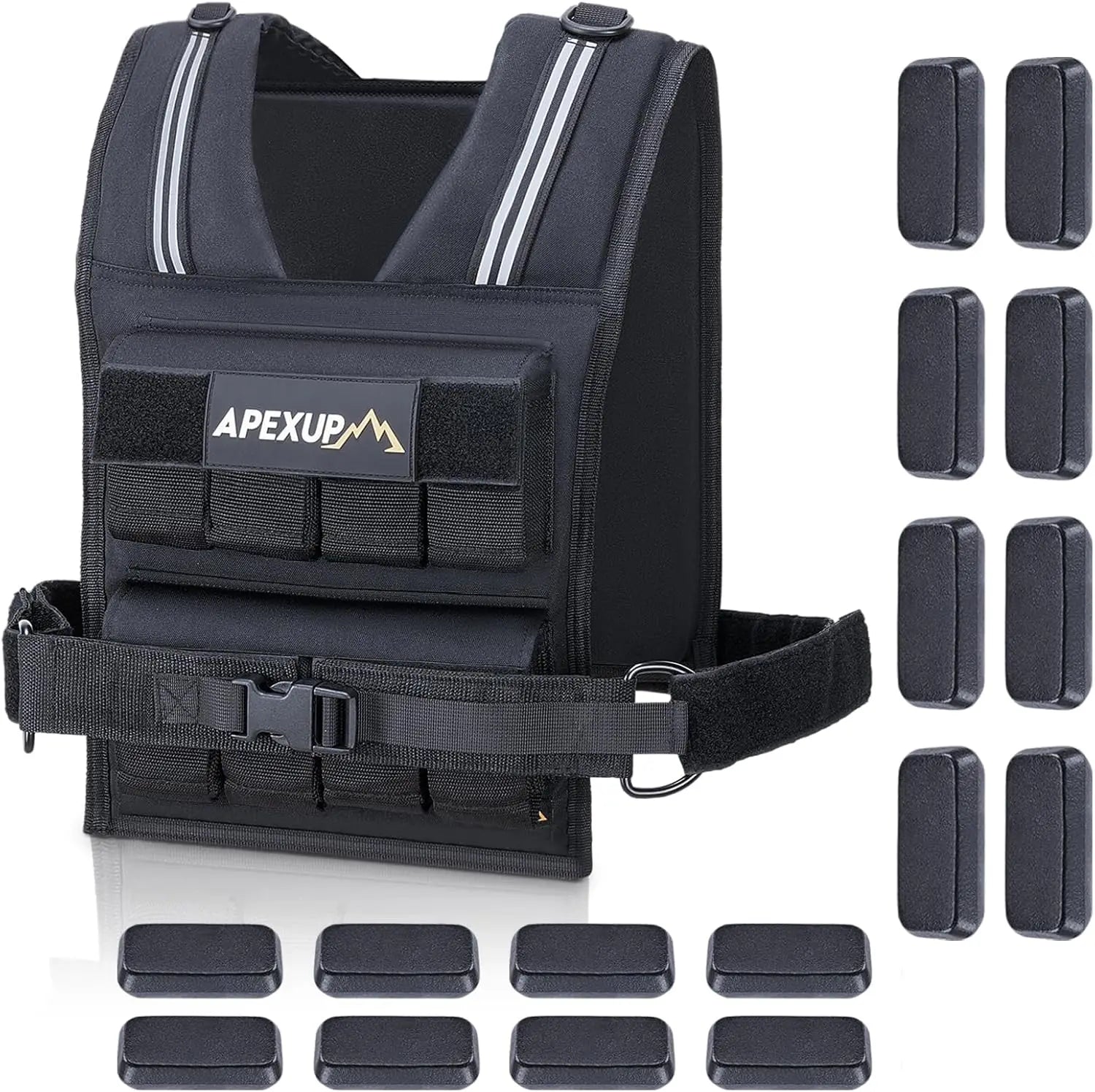 Adjustable Weighted Vest Men 20lbs/30lbs/40lbs Weights with Reflective Stripe, Weight Vest Woman Workout Vest for Strength Train