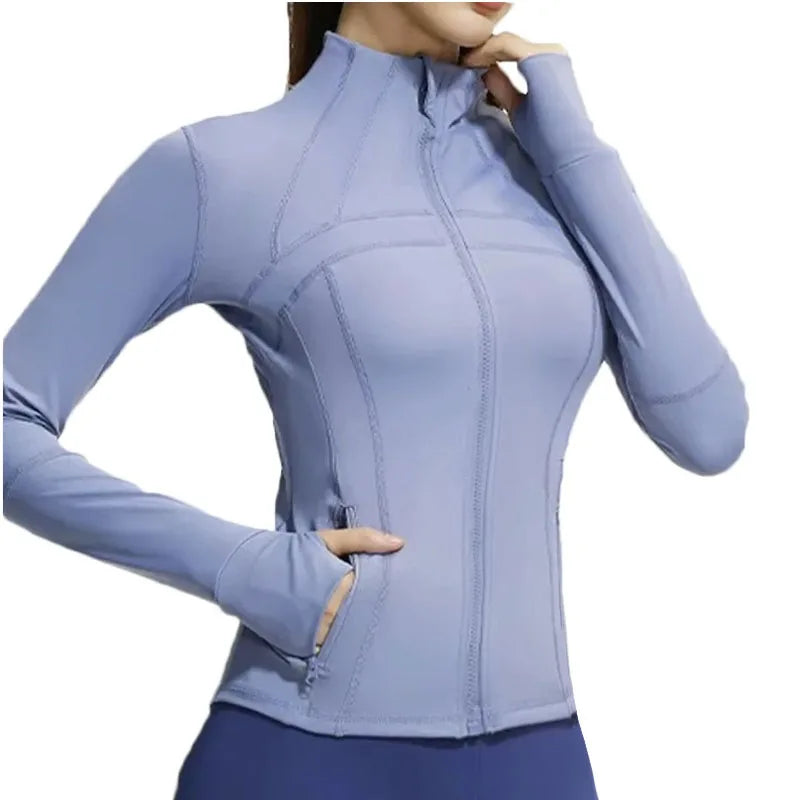 Aiithuug Women Full Zip Up Running Jackets Sports Jackets Quick Dry Zipper Pocket Workout Jacket Yoga Jackets Gym Jacket Traning