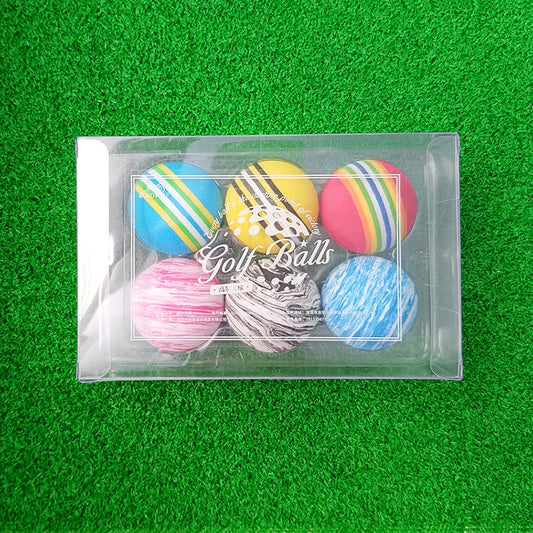 6pcs/box Golf Balls Sponge Practice Golf Balls Golf Training Balls Rainbow Soft Foam Garden Golf Balls for Indoor Outdoor