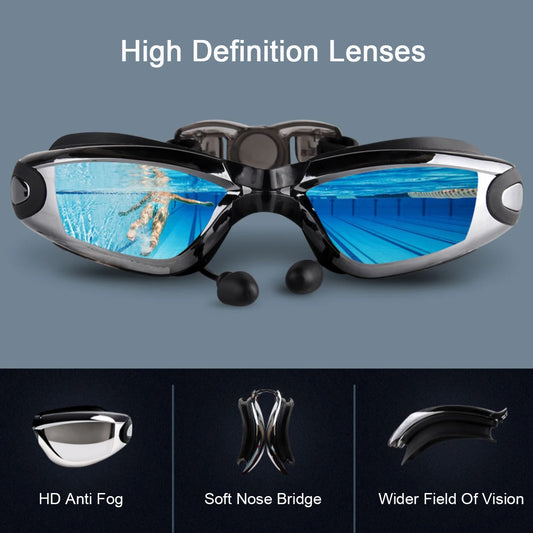 Swimming Goggles Professional Electroplate Goggles Anti Fog and UV Protection Swim Goggles Men Women No Leaking Swim Glasses