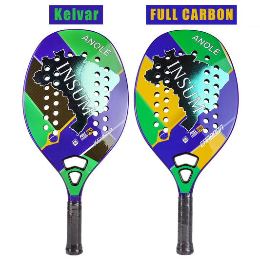 INSUM Full Carbon/Kevlar Beach Tennis Racket with EVA Soft Memory Foam Core Anole Racket Beach Tennis