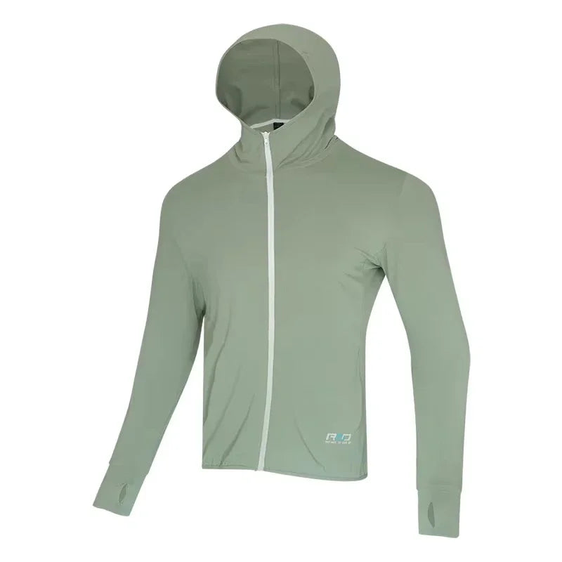 Running Jacket Summer Sun Protection Men Print Outdoor Training Jogging Gym Hooded Cardigan Bodybuilding Sports Breathable Coat