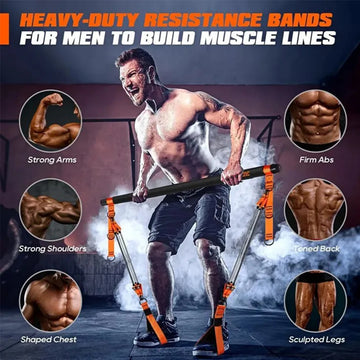 Pilates Bar Kit W/ Resistance Bands Pilates Workout Equipment Exercise Bands Set Pilates Kit for Hip Back Arm Full-Body Workouts