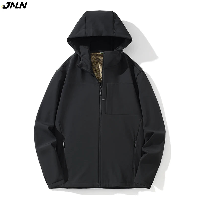 JNLN Winter Soft Shell Jackets Men Waterproof Windproof Warm Fleece Jacket Hiking Camping Climbing Skiing Outdoor Thermal Coat