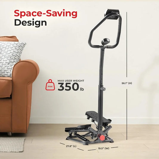 Twist Stepper with Handlebar, Stair Step Machine for Cardio Workout, Compact Home Exercise Equipment