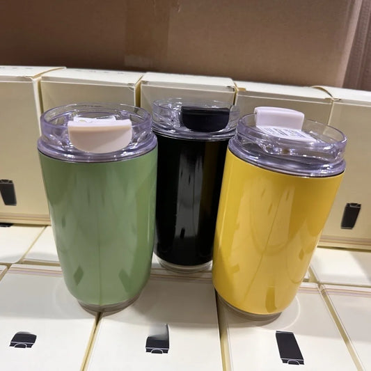 logo Tumbler Thermos Cup Milky White Coffee Mug Car Insulated Water Bottle Travel Stainless Steel Vacuum Flasks Drinking Kettle