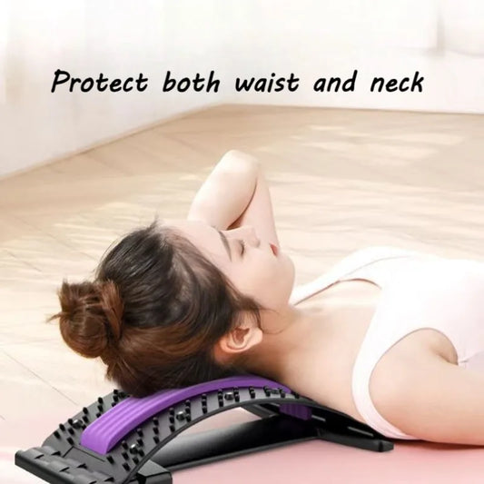 Home Back and Lumbar Stretching Device Yoga Fitness Waist Stretching Massager Back Exercise Traction Back Opening Device