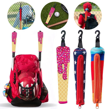 Baseball & Softball Handle Cover Cushy Zippered Sleeve with Hook for Hanging on Fence Vehicle Protector Essential Accessories