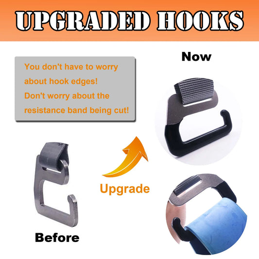 Portable Resistance Band Bar Kit with Handles Upgraded e-type Hook for Long Loop Elastic Bands Squat Deadlift Workout Equipment