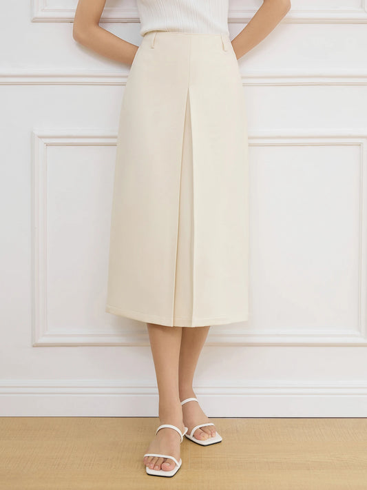 Office Lady Temperament A-Type Solid Color Long Skirt Spring New Type I-Fold Half Casual Loose Skirt