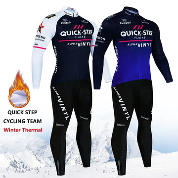Winter QUICK STEP Cycling Jerseys Set MTB Bike Clothes Maillot Ropa Ciclismo Invierno Bicycle Thermal Fleece Cycling Clothing