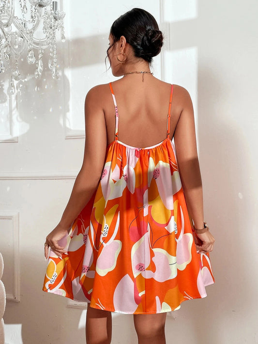 2025 Spring Summer New Cross-Border Sleeveless Strapless Mini Dress Full-Body Print Beach Vacation Style Women's Clothing