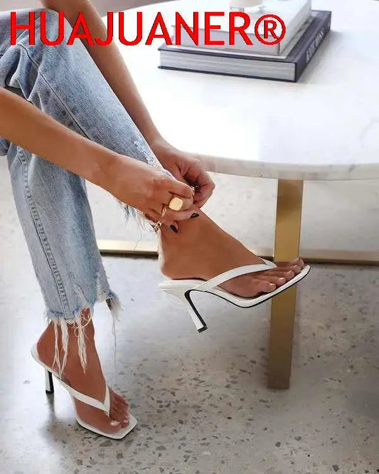 2025 New High-heeled Shoes Heel Large Square Head Solid Color Pinch Toe Women's Shoes High Heel Women's Sandals Shoe for Women