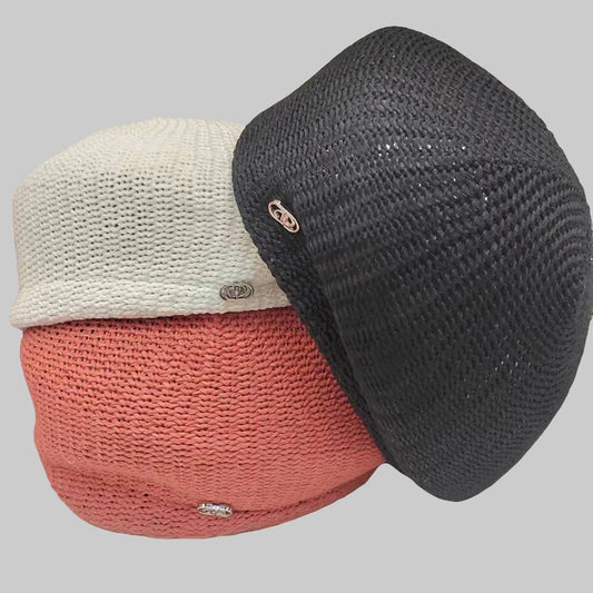 Paper beret hat for women summer  thin breathable finalize the design  mushroom cap versatile temperament painter cap