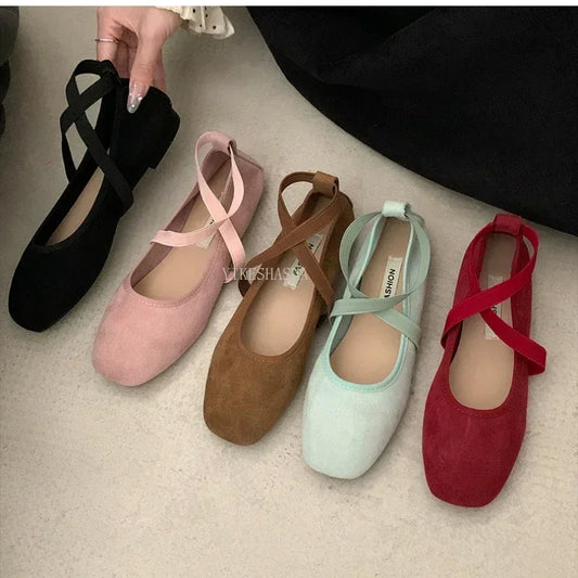 2025 New Spring Summer Flat Ballet Shoes Women's Shoes Retro Mary Jane Shoes Ballet Flats Women Zapatos Mujer