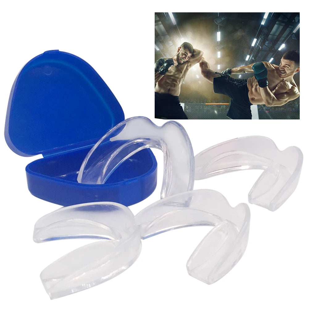 4Pcs Mouth Guard with Storage Case Anti-Grinding Teeth Protection Transparent Sports Mouth Guard for Teeth Clenching at Night