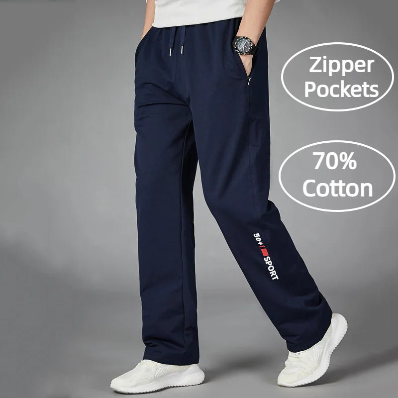 Men Running Pants Joggers Sweatpant Spring Autumn Jogging Sport Trousers Loose Gym Fitness Straight Breathable Active Pants 5XL