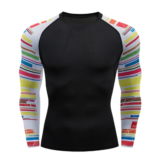 Men Compression Fitness Top Quick-Dry Sweat-Wicking Long Sleeve Casual Sport Base Layer Durable Color Block Pullover Top Fit