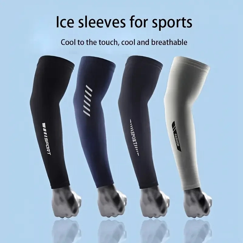 Ice Silk Sleeve UV Protection Cycling Sleeve Cooling Breathable Arm Sleeves Men Women Outdoor Sports Anti-Slip Cycling Sleeves
