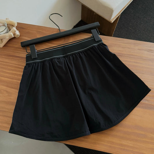 elastic waist women's tennis skirt with built-in shorts for running and fitness, quick-dry sports short skirt and shorts