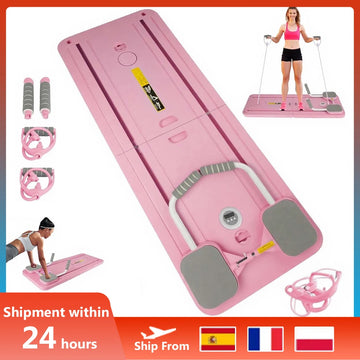 Multi-functional Foldable Pilates Board Pilates Equipment Safe Home Gym Equipment abdominal Board with Resistance Bands