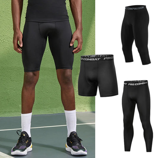 Mens Compression Pants Tights Running Cool Dry Basketball Leggings Sports Baselayer Tights Athletic Workout Active Shorts