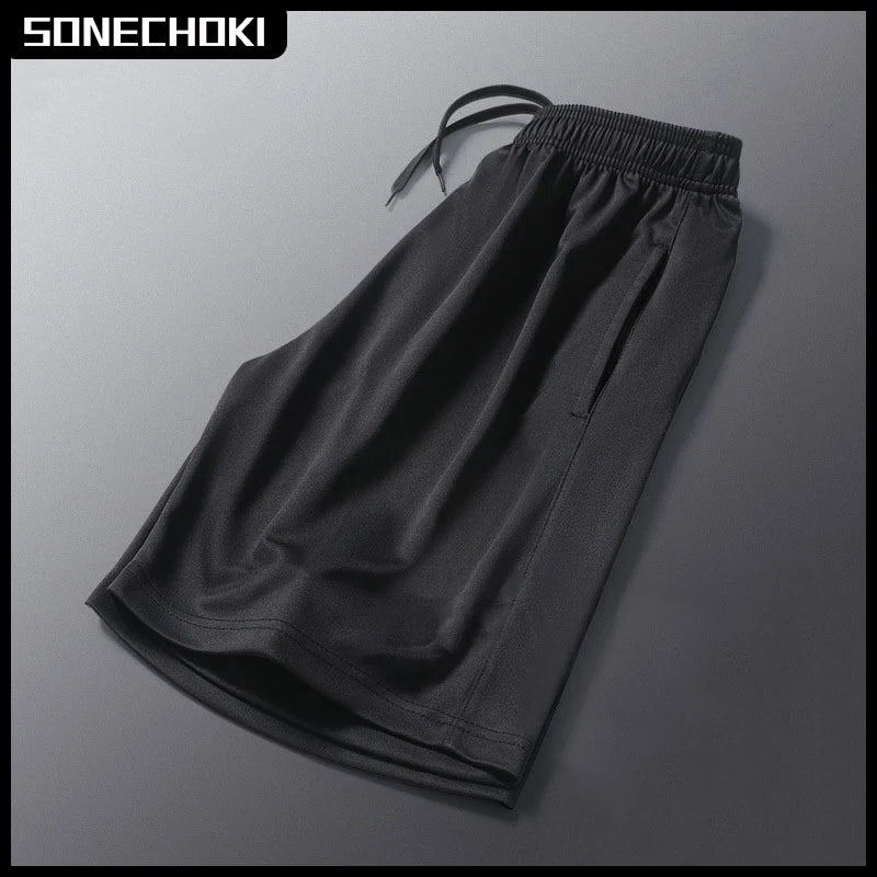 New Summer Black Running Shorts Men Solid Loose Basketball Sport Gym Breathable Shorts Fitness Training Workout Bottom Male