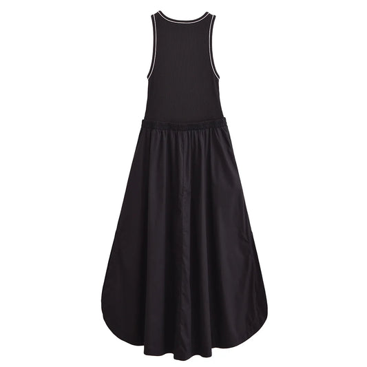 UNIZERA women's patchwork sleeveless round neck MIDI solid color temperament spring new dress