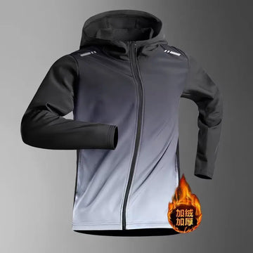 Men's Running Jacket Windproof Training Sportswear Fleece-lined Quick-dry Outdoor Hooded Cycling Autumn Spring Winter