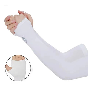 2025 Spring and Summer New Finger Sleeves Cool Wear High Elasticity Outdoor Cycling No Finger Fishing Customized Ice Silk Sleeve