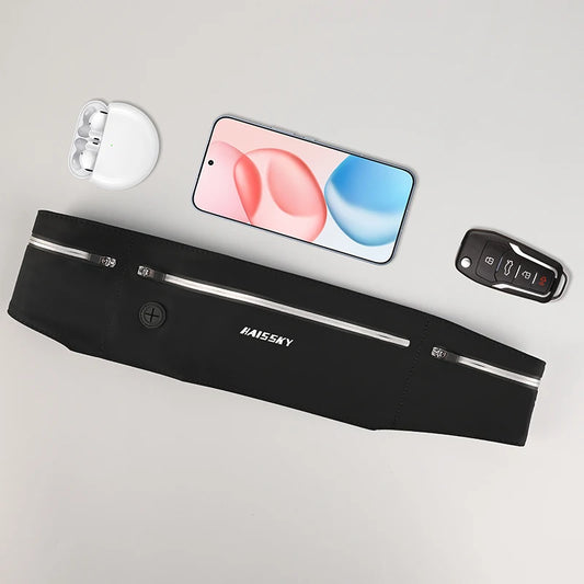 HAISSKY Ultra-thin Waistband Running Bags Men Women Outdoor Sports Fitenss Elastic Adjustable Waist Pack For Phone Earphone Keys