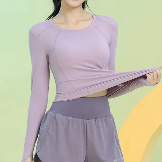 PHIGEER Women Long Sleeve Yoga Shirt With Pockets Autumn Lightweight Slim Fit Workout Top Quick Dry Breathable Running Tee New