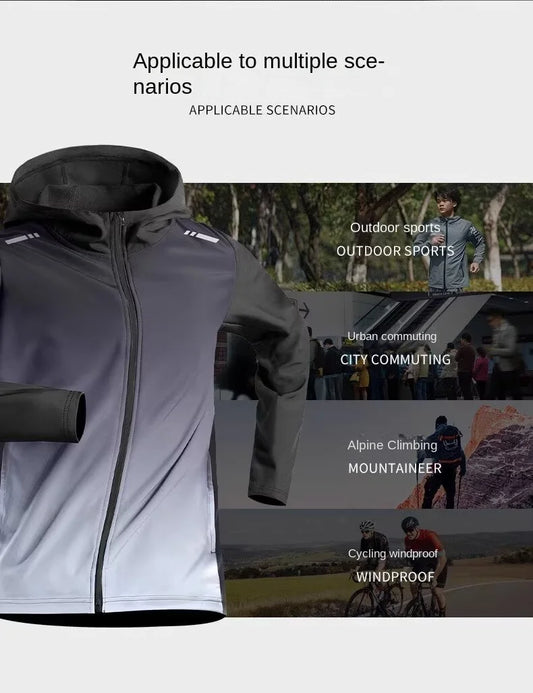 Men's Fall Quick-Dry Running Jacket Sporty Windbreaker Gym Top Professional Morning Run Training Sweatshirt with Fleece Lining a