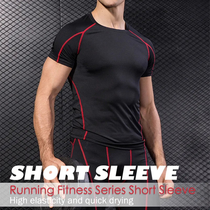 Summer Compression Sport T Shirts Men Fitness Gym T Shirt Short Sleeve Bodybuilding Tops Quick Dry Running Shirt Man Sportswear