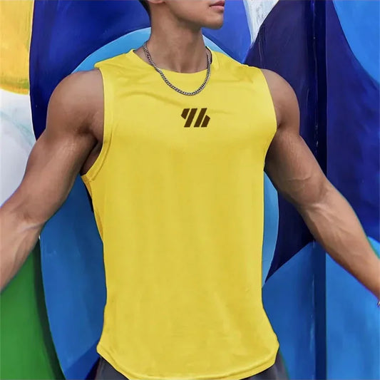 Summer Men's Gym Tank Top Fitness Training Clothing Quick-drying Loose Bodybuilding Sleeveless Shirt Men Fashion Basketball Vest