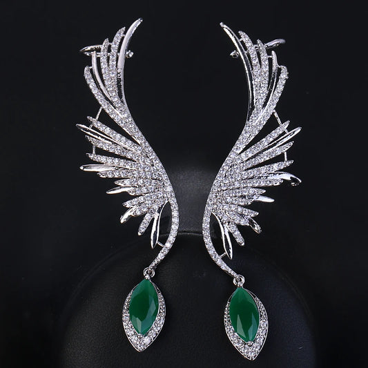 SUGO New Arrival Fashion Beautiful Green Color High Quality Cubic Zirconia Earrings for Elegant Women Shiny Party Jewelry