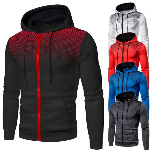 Men's Hoodie Zipper Pocket Polka Pot Print Hoodie Sweatshirt Sport Outdoor Casual Everyday Hoodie Slim Fit Sweatshirt