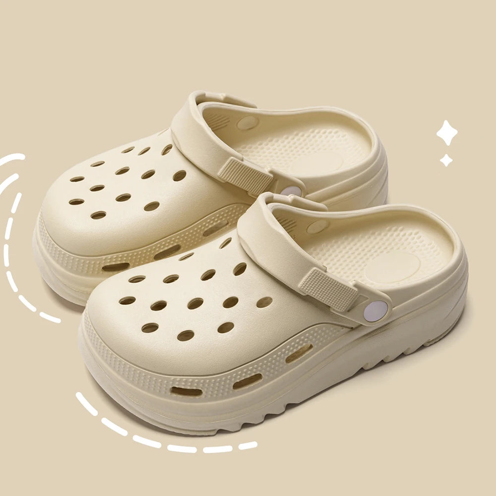 ZHIDA Hollow Out Platform Slippers for Women Summer Beach Sandals Outside Anti Slip EVA Thick Bottom Garden Shoes