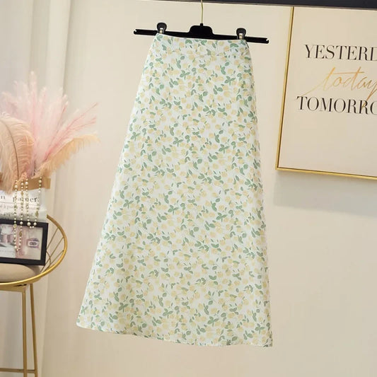 Chiffon Female Skirts High Waist Floral Women's Skirt Midi V Clothing Sales Summer 2025 Y2k Vintage Quality Streetwear Premium