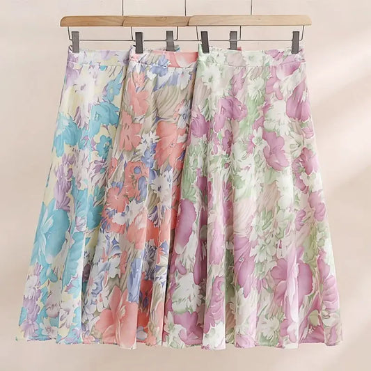 Female Skirts Floral High Waist Women's Skirt Midi Stylish A Line Clothing Sales Trend 2025 Casual Korean Fashion Premium V Y2k