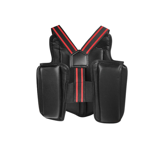 Sanda Chest Guard Taekwondo Karate PU Leather Open Chest Protector Training Competition Protective Gear Black Chest Guard Unisex