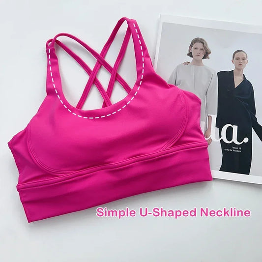 Sexy Fashion Cross Back Women Yoga Sport Bras Breathable Quick-Drying Shockproof Yoga Underwear Fitness Running Exercise Bra