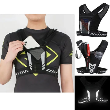 Reflective Running Backpack Universal Lightweight Sport Running Vest Mobile Phone Cards Bag For Jogging Fitness Male Female Vest