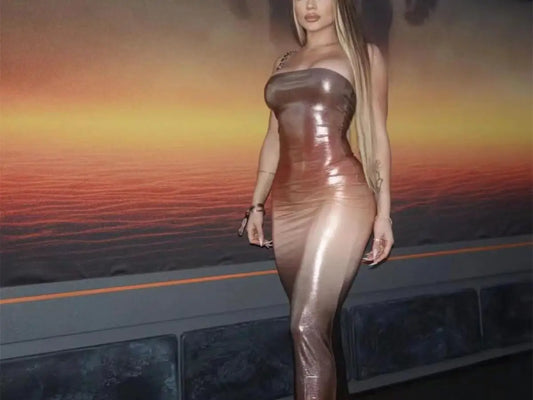 European And American Women's Sexy Strapless Style Long Dress Nightclub Tight Fitting Waist Bag Hip Hugging Dress For Women