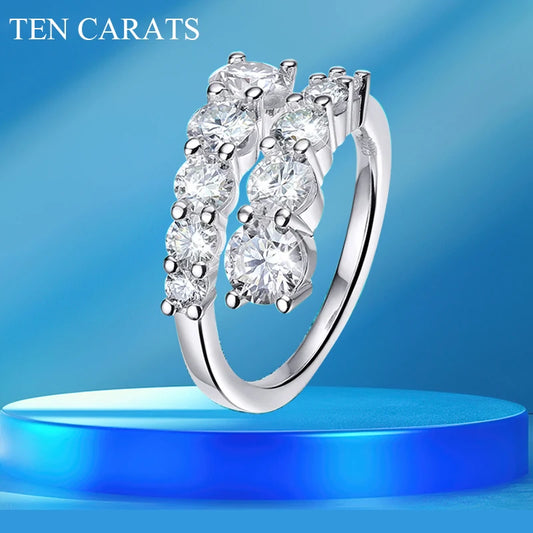 TEN CARATS Gra-certified Moissanite ring for women, 925 sterling silver plated with white gold engagement jewelry gift