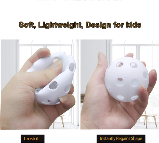 KOFULL 6Pcs Plastic Practice Baseballs Limited Flight Hollow Airflow Softballs for Indoor & Outdoor Sport Use 26 Holes