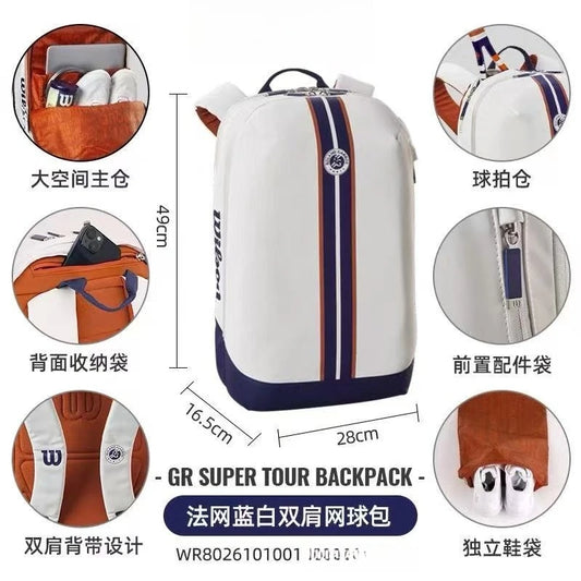 New For Wilsons Tennis Racket Backpack Bag Large Capacity Unisex with Partial Racket Compartment Double Shoulder Sports Backpack