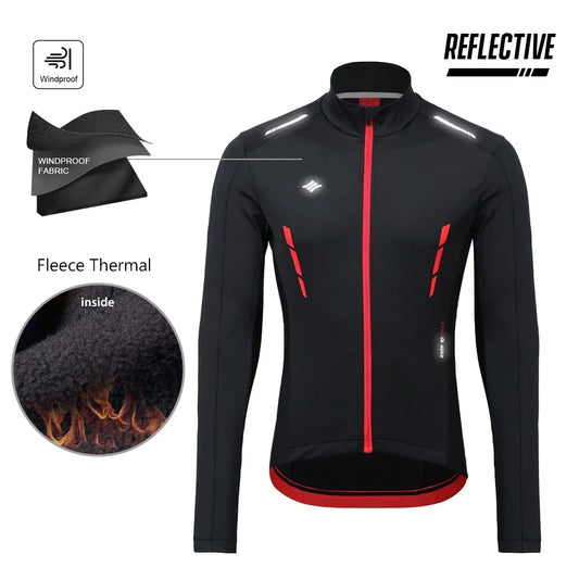 Santic Winter Cycling Jacket for Men Fleece MTB/Road Bike Coat Reflective Thermal Windproof Jersey Breathable Warmer Windbreaker