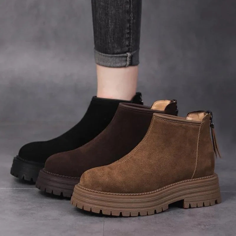 Suede Platform Women Ankle Boots High Heels Fashion Shoes Woman 2025 Trend Winter New Walking Cozy Sport Casual Snow Botas Femme