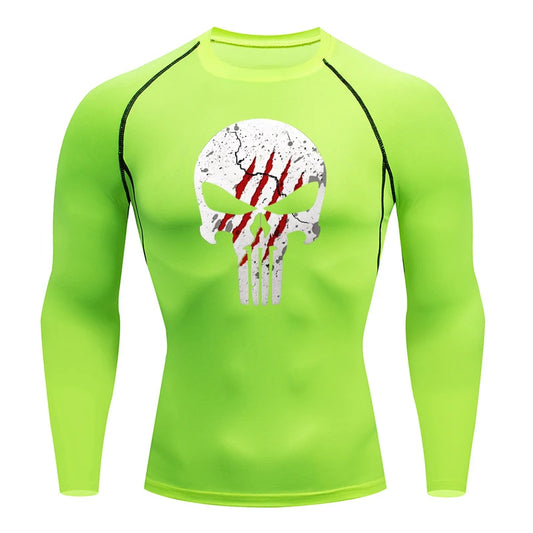 High Quality Sports Tops Men's Running T-shirt Skull Fitness Short-sleeved Quick-drying Compression Shirt Bodybuilding T-shirt